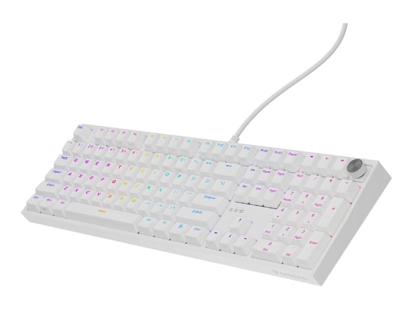 Genesis Thor 404 - Tastatur - 100% - full size - bakgrunnsbelyst - USB - QWERTY - USA - tastsvitsj: Gateron Yellow Pro - hvit