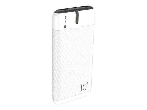 Tracer EnerGo - Powerbank - 10000 mAh - 37 Wh - 3 lähtöliitäntää (2 x USB, USB-C) - valkoinen, musta