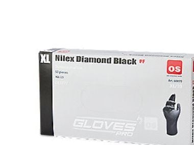 Engangshansker Nilex str. 10 – nitril, diamond, pudderfrie svarte 0,25 mm, pakke 50 stk