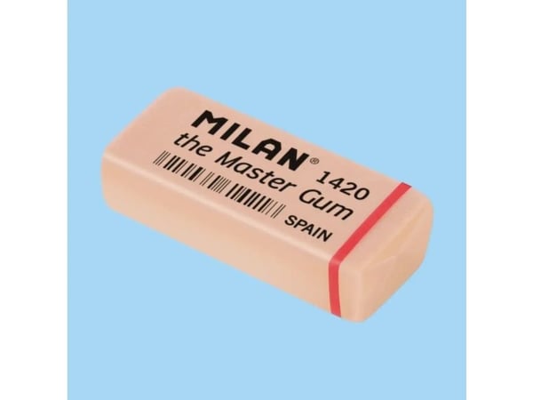 MILAN 3 mustaa hiilikynää ja pyyhekumeja läpipainopakkauksessa