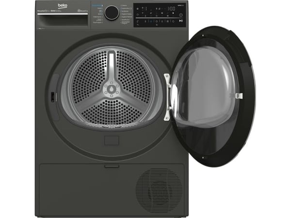 Beko B5T89243M, Frittstående, Frontmatet, Varme pumpe, Sort, Rotasjon, Berøringskontroll, Riktig/Høyre