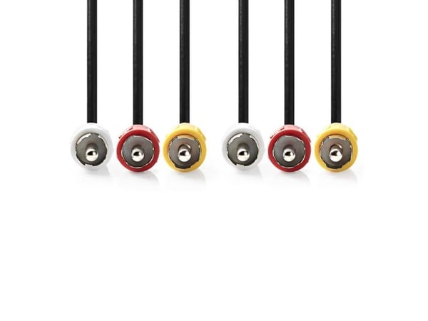 Nedis CVGL24300BK15, 1,5 m, 3 x RCA, 3 x RCA, Hankjønn, Hankjønn, Sort