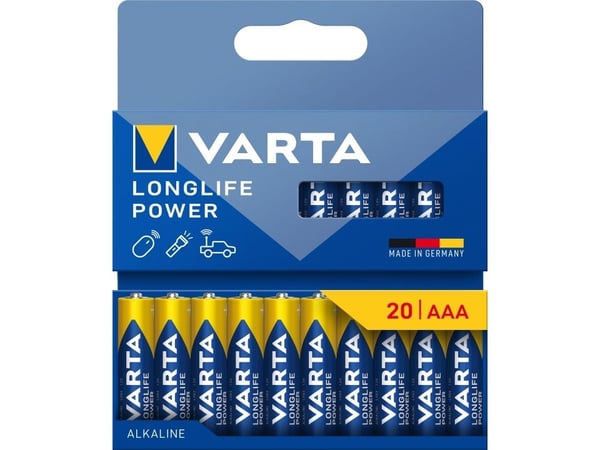 Varta 04903 121 720, Engangsbatteri, LR03, Alkalinsk, 1,5 V, 20 stykker, Blå, Gult