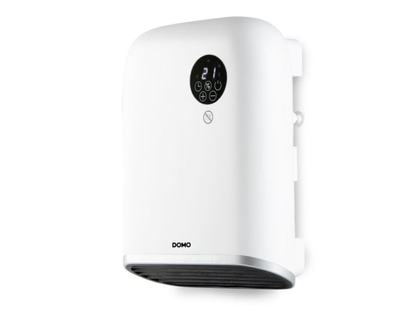 Domo DO7357F, Viftedrevet elektrisk romvarmer, 1,4 m, IP24, Innendørs, Vegg, Hvit
