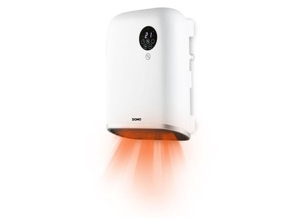 Domo DO7357F, Viftedrevet elektrisk romvarmer, 1,4 m, IP24, Innendørs, Vegg, Hvit