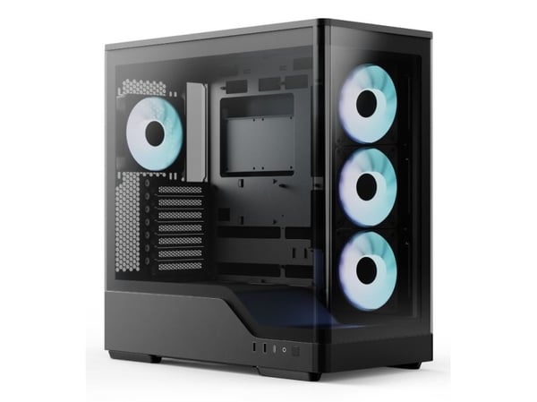 Aerocool P500A-BK, Midi Tower, PC, Svart, ATX, Micro ATX, Mini-ITX, SPCC, Herdet glass, Spilling