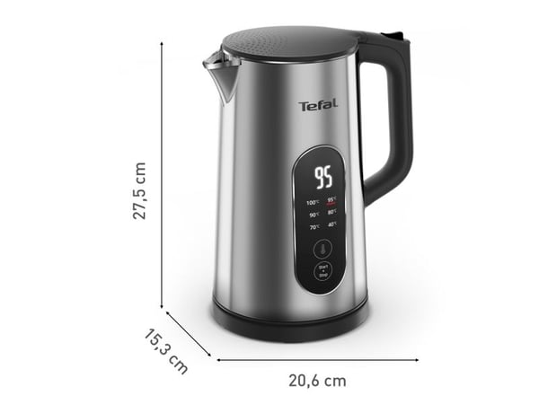 Tefal Selection KI871DE0, 1,7 L, 1500 W, Svart, Rustfritt stål, Rustfritt stål, Justerbar termostat, Vannmåler