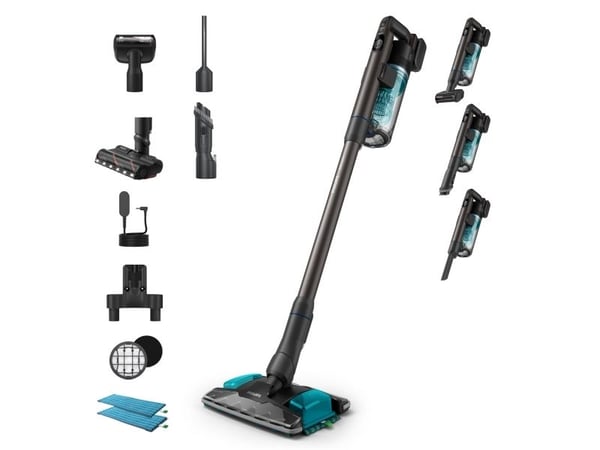 Philips SpeedPro Max trådløs VC 8000 Series Aqua Plus, 2-i-1 stavstøvsuger, Uten pose, Blå, 0,6 l, Tørr & våt, Syklonisk/filtrering