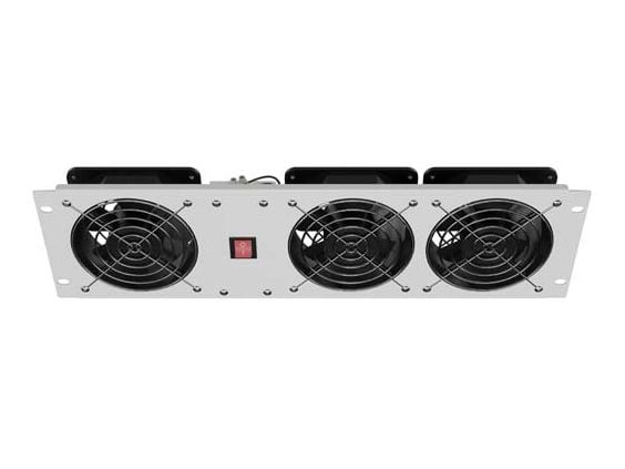 Lanberg - Rackviftepanel (vertikal) - with three fans - AC 230 V - RAL7035, grå - 3U - 19"