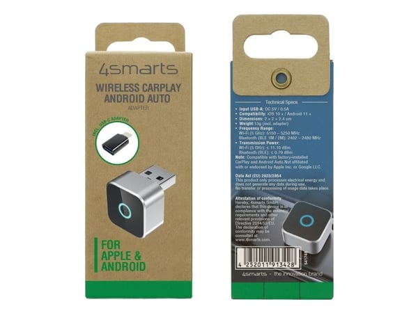 Biladapter 4smarts Bluetooth-sändare Carplay/Android Auto silver