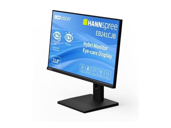 Hannspree Hybri - LED-skjerm - 23.8" - 1920 x 1080 Full HD (1080p) @ 75 Hz - TN - 180 cd/m² - 20:1 - 6 ms - HDMI, DisplayPort, USB-C - høyttalere