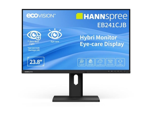 Hannspree Hybri - LED-skjerm - 23.8" - 1920 x 1080 Full HD (1080p) @ 75 Hz - TN - 180 cd/m² - 20:1 - 6 ms - HDMI, DisplayPort, USB-C - høyttalere