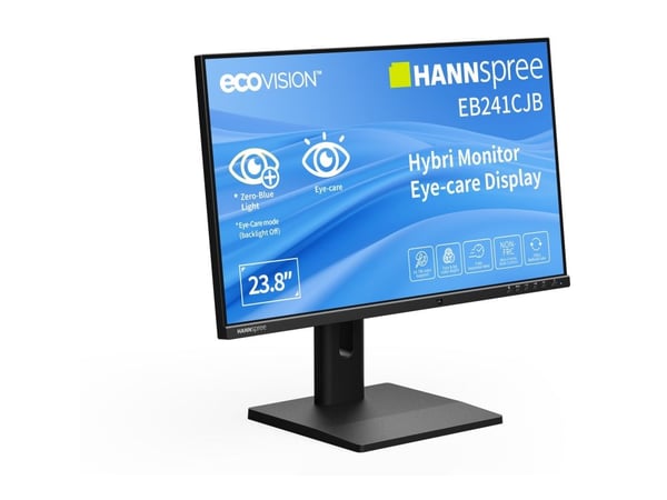 Hannspree Hybri - LED-skjerm - 23.8" - 1920 x 1080 Full HD (1080p) @ 75 Hz - TN - 180 cd/m² - 20:1 - 6 ms - HDMI, DisplayPort, USB-C - høyttalere