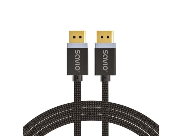 Savio DisplayPort cable 1 m Black CL-165, 1 m, DisplayPort, DisplayPort, Hankjønn, Hankjønn, 7680 x 4320 piksler