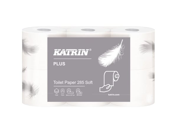 Toiletpapir Katrin Plus 285 hvid 35m 38411 3-lag - (42 ruller pr. karton)