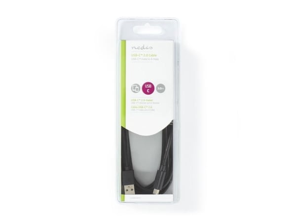 Nedis - USB-kabel - USB typ A (hane) till USB-C (hane) - USB 2.0 - 3 m - rund - svart
