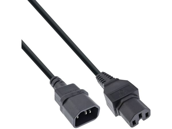 InLine 20 Bulk Pack virtajohdon jatkojohto Lämpöpistoke Suora C15 - kaapeliin - 3 m - IEC (B-16811C)
