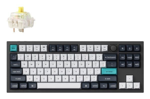 Keychron Q3 Max, Ledning & Trådløs, USB + RF Wireless + Bluetooth, Mekanisk nøkkelbryter, QWERTY, RGB LED, Svart, Cyan, Mørkeblå, Hvit