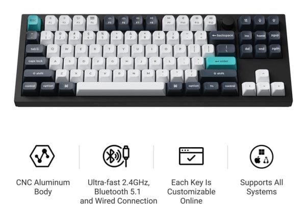 Keychron Q3 Max QMK/VIA Gateron Jupiter -näppäimistö (Q3M-M4)