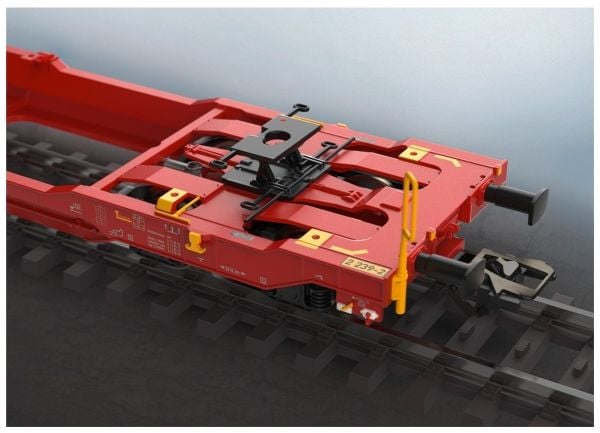 Märklin Type Samms 710 Heavy-Duty Flat Car, CarMotion, Tung lastbilsmodell, Monteringssats, German Railroad, Inc. (DB AG) type Samms 710 six-axle h...