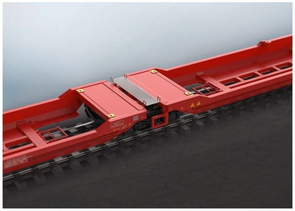 Märklin Type Samms 710 Heavy-Duty Flat Car, CarMotion, Tung lastbilsmodell, Monteringssats, German Railroad, Inc. (DB AG) type Samms 710 six-axle h...