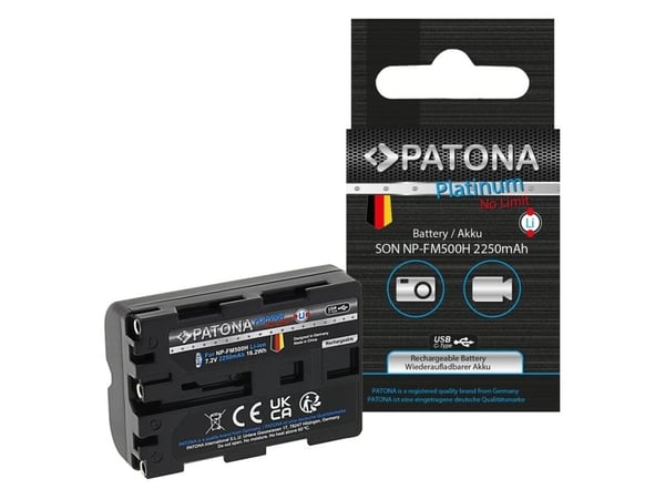 PATONA 1374, Ladeholder, Sort, Sony Alpha 57, 65, 77, 99, DSLRA100, DSLR-A100, DSLRA100H, DSLR-A100H, DSLRA100K, DSLR-A100K,..., 7.2 V, 1.2 A, 54 mm