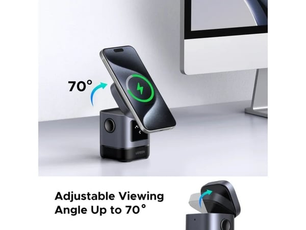Ugreen Uno - Trådløst ladestativ - 15 watt (USB-C) - grå