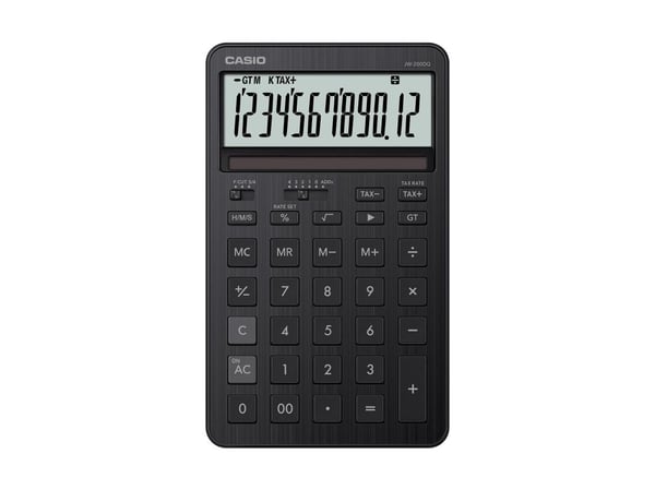 Casio JW-200DQ, Desktop, Grunnleggende, 12 sifre, Batteri/Solcelle, Svart
