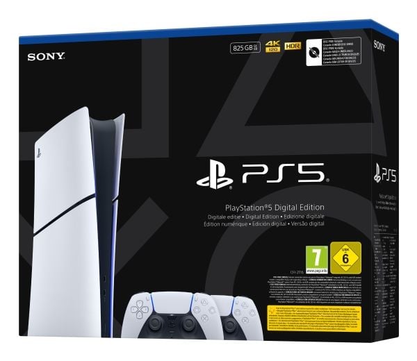 Sony Playstation 5 Slim Digital, PlayStation 5, Svart, Vit, 16384 MB, GDDR6, 448 GB/s, AMD