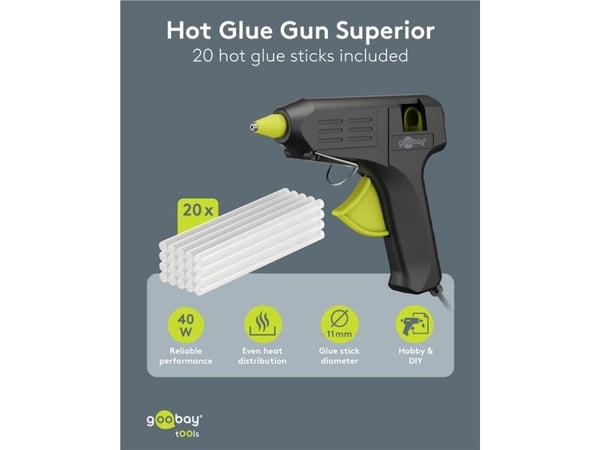 Goobay 77826, Varm limpistol, Svart, 190 °C, Vekselstrøm, 40 W, 110 - 240 V