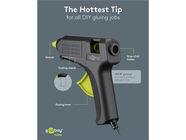 Goobay 77826, Varm limpistol, Svart, 190 °C, Vekselstrøm, 40 W, 110 - 240 V