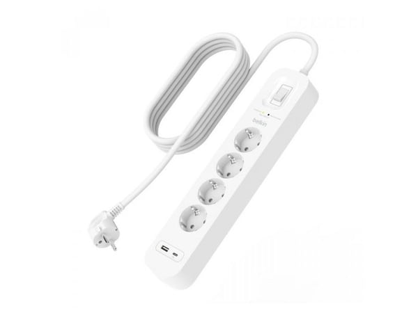 Belkin Connect - Ylijännitesuoja - USB-C- ja USB-A-porteilla - lähtöliittimet: 4 - 2 m johto
