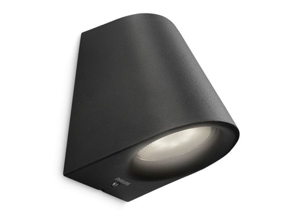 Philips myGarden Vegglampe, Vegglys, Svart, Metall, IP44, Hage, Terrasse, I