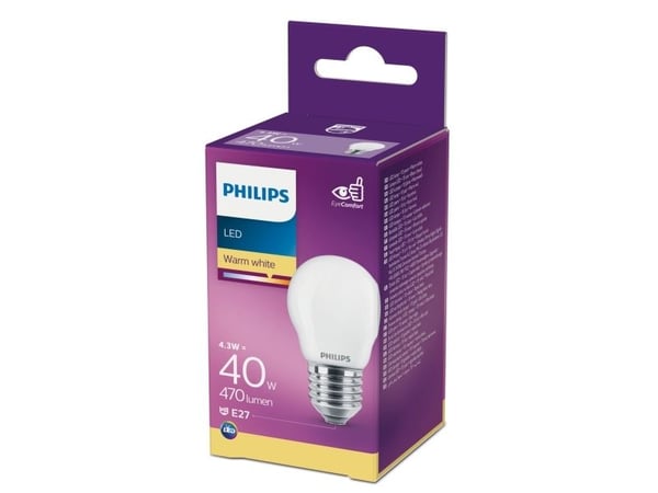 Philips LED filament Candle Frosted 40W P45 E27 2700K 470 lm 15000 t
