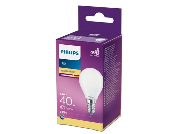 Philips Mignon og Lustre, 4,3 W, 40 W, E14, A++, 470 lm, 15000 timer