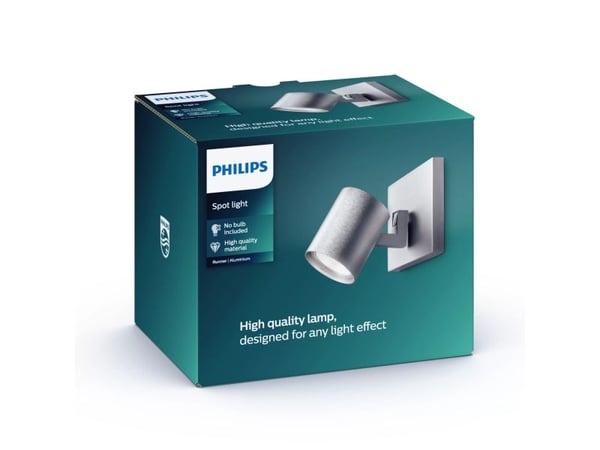 Philips myLiving Runner-spotlys til tak/vegg, Spotlight på skinne, GU10, 1 ampuller, LED, 220-240 V, Aluminium
