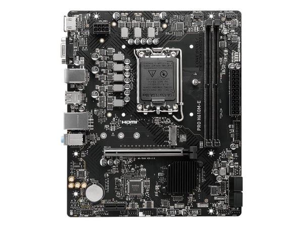MSI PRO H610M-E - Hovedkort - micro ATX - LGA1700-sokkel - H610 Chipset - USB 3.2 Gen 1 - Gigabit LAN - innbygd grafikk (CPU kreves) - HD-lyd (8-ka...