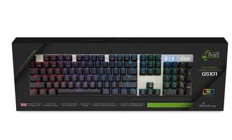 MediaRange MRGS101-UK, Koblet med ledninger (ikke trådløs), USB, Mekanisk nøkkelbryter, QWERTY, RGB LED, Sort, Sølv