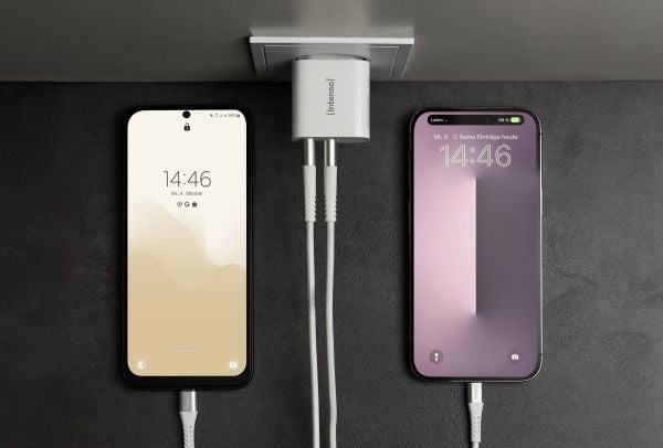 Intenso W24AA - Strømadapter - 24 watt - 2.4 A - 2 utgangskontakter (USB) - hvit