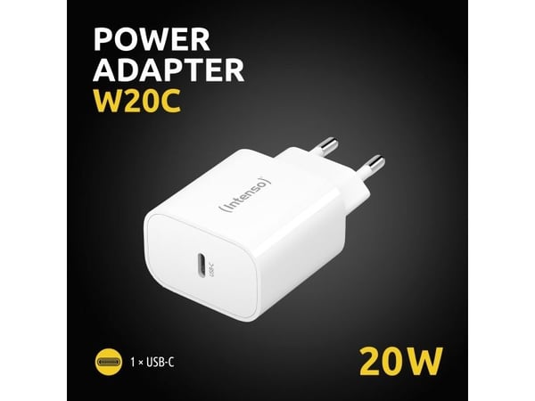 Intenso W20C - Strømadapter - 20 watt - 3 A - PD 3.0, QC 4.0, PD/PPS (USB-C) - hvit