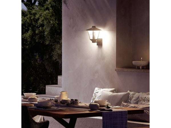 Philips Kinno vegglamper 25 W E27, lyskilde følger ikke med, Vegglys, Svart, Metall, IP44, Hage, Terrasse, I