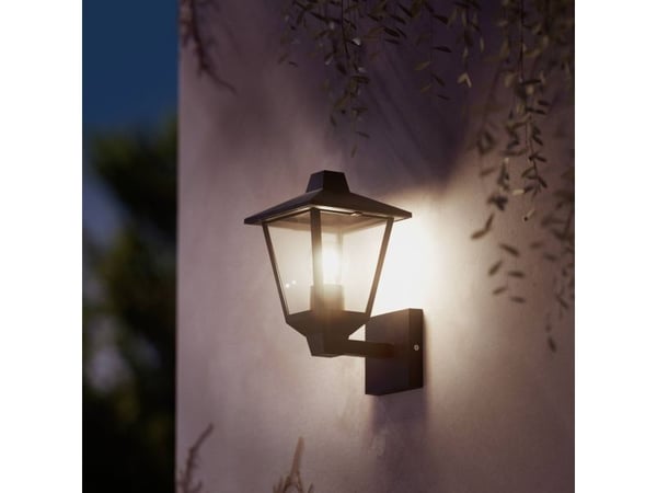 Philips Kinno vegglamper 25 W E27, lyskilde følger ikke med, Vegglys, Svart, Metall, IP44, Hage, Terrasse, I