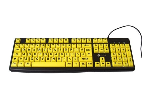 Geemarc Telecom 3521350020762, Full størrelse (100 og), Koblet med ledninger (ikke trådløs), USB, QWERTY, Sort, Gult