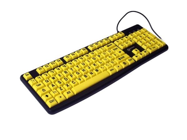 Geemarc Telecom 3521350020762, Full størrelse (100 og), Koblet med ledninger (ikke trådløs), USB, QWERTY, Sort, Gult