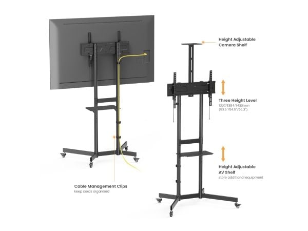 Equip 650636, 177,8 cm (70"), 100 x 100 mm, 600 x 400 mm, -10 - 5°, Plast, Rustfritt stål, Svart