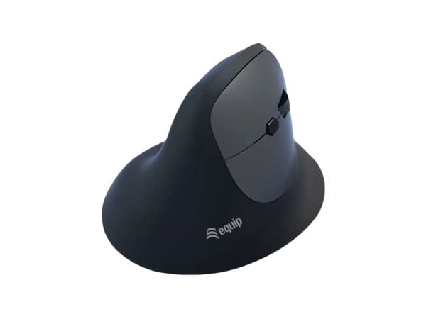 Equip 245120, högerhand, Vertikal design, Optisk, Trådlös RF + Bluetooth, 1600 DPI, Svart