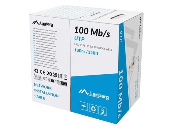 Lanberg kaapeli LAN UTP 100Mb/s 100m drut CCA harmaa