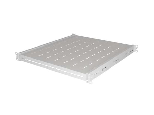 Lanberg - Skjutsregalhylla - 445 x 500 mm, lastkapacitet upp till 35 kg, 4-punkts montering - grå, RAL7035 - 1U - 19"