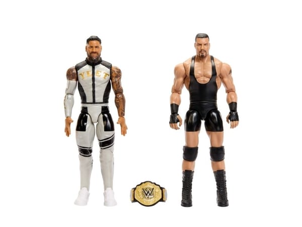 WWE Main Event Showdown Bron Breakker vs Jey Uso-actionfigurer, serie nr 25, samlarobjekt på 15 cm, 6 År, Multifärg, Plast