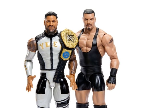 WWE Main Event Showdown Bron Breakker vs Jey Uso-actionfigurer, serie nr 25, samlarobjekt på 15 cm, 6 År, Multifärg, Plast